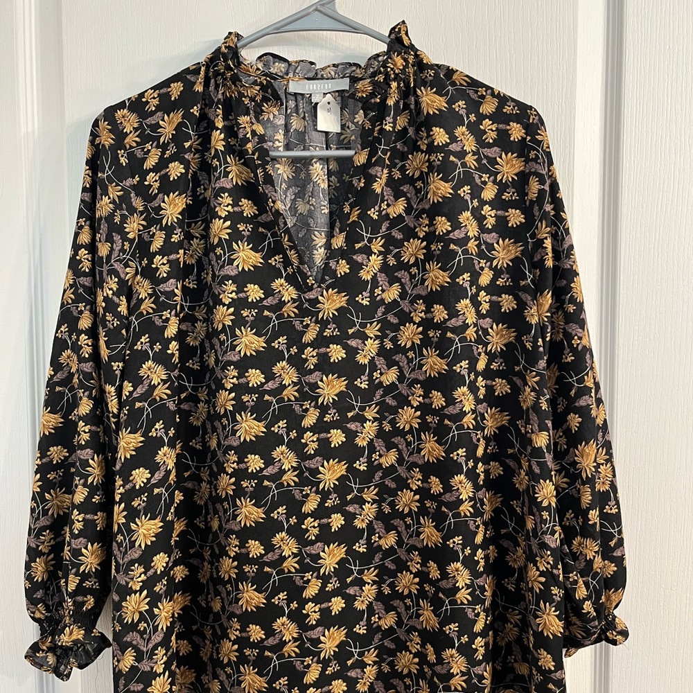 Fun 2 Fun Black and Yellow Floral Blouse